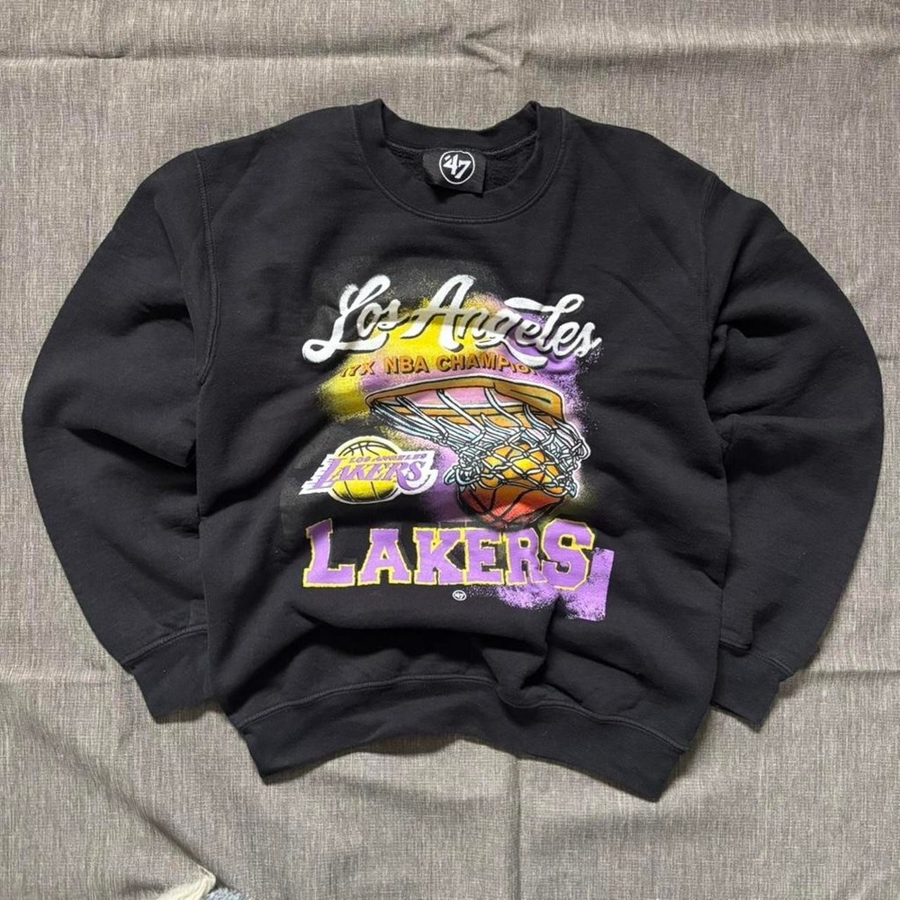 Black and purple Los Angeles Lakers crewneck sweatshirt - S